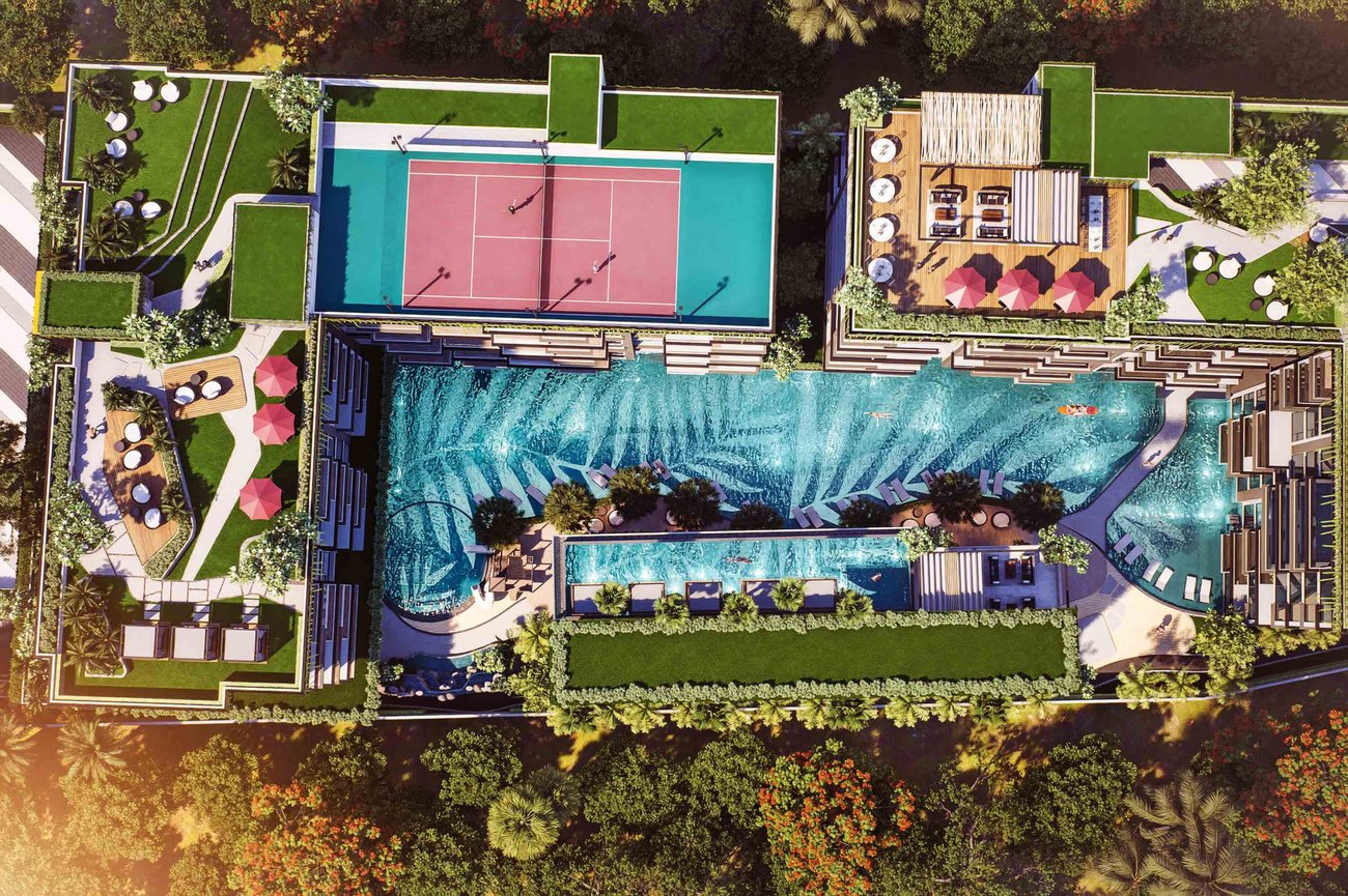 Aerial visualisation of The Riviera Beverly Hills development